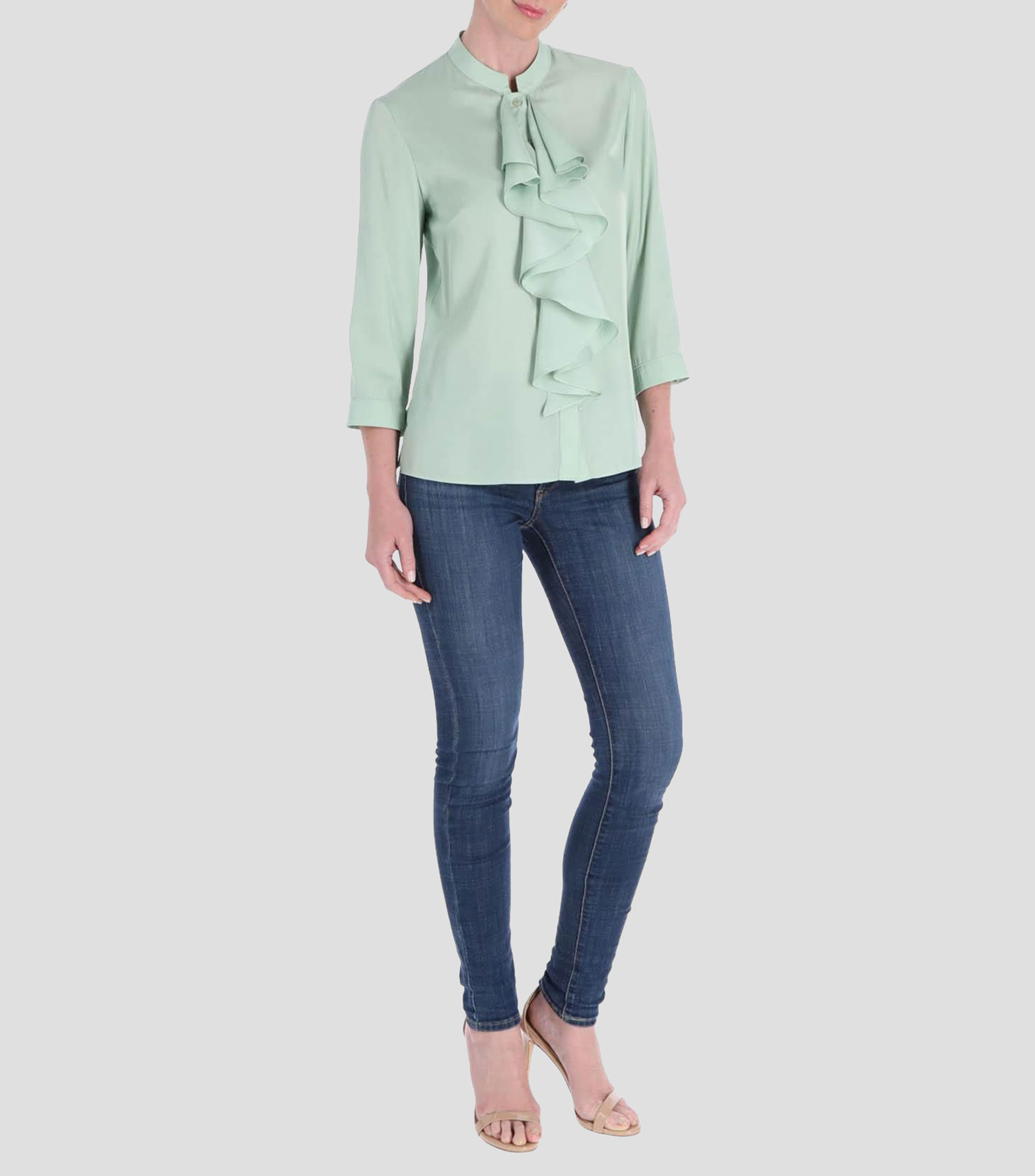 Blusa lisa manga 3/4 Mujer